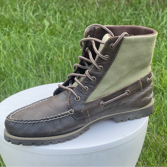 Sperry Top-Sider Boots Mens Size 8.5 Carson Brown Green Leather Canvas STS13572 - Picture 5 of 13
